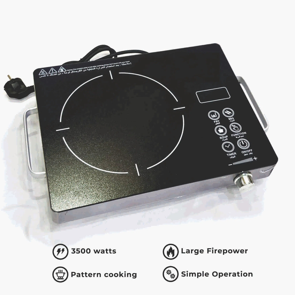 3500W Infrared Electric Stove Touch Control LED Display - Front View