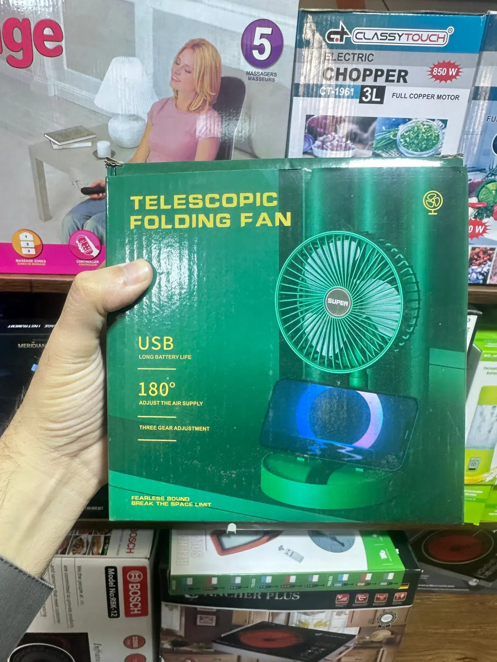 Folding Table Fan Rechargeable Battery Cordless Operation Pakistan