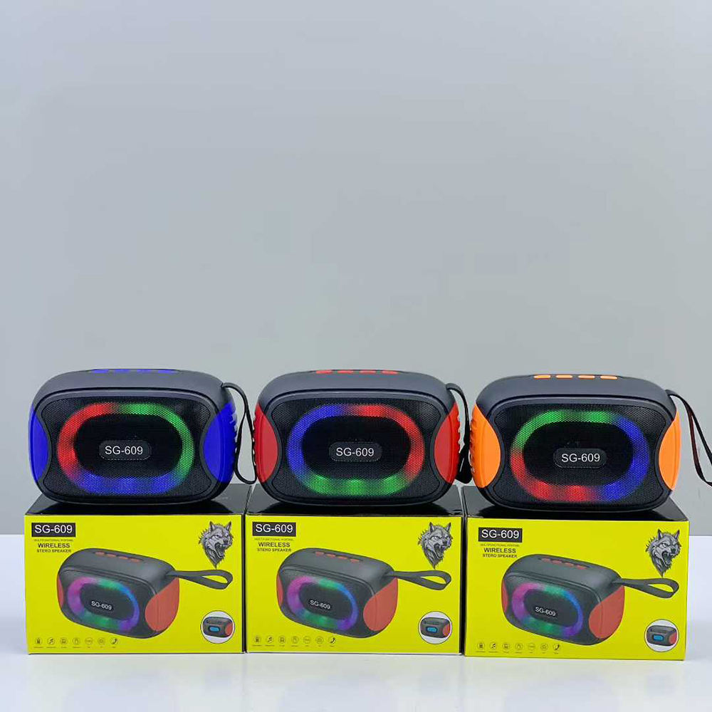 SG-609 Portable Wireless Blue-tooth Speaker LED Colorful Light Stereo Bass Woofer Active FM Radio Hifi Outdoor Music BT Speaker