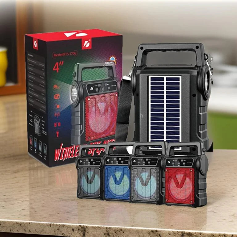 KTS-1706 Solar Rechargeable Portable Speaker 4 Inch - Front View