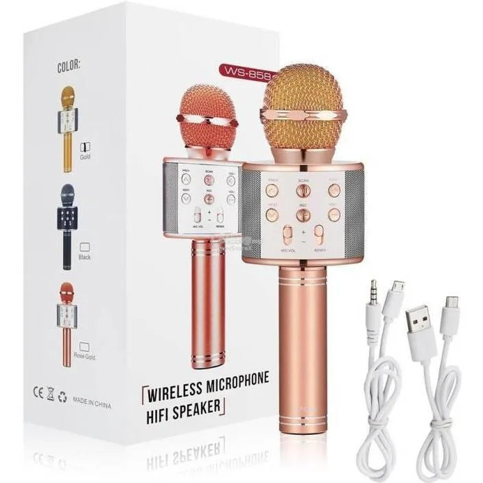 WS-Series Karaoke Mic Pink Gold with Box - Gadget Hub Pakistan