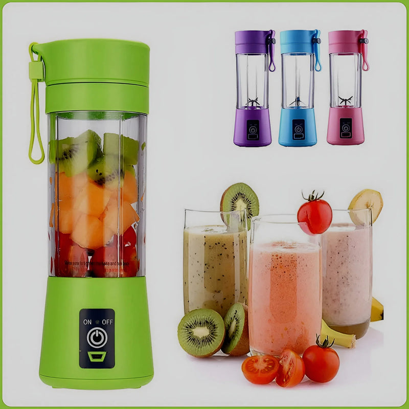 Portable Mini Juicer Blender 6 Blade 380ml USB Rechargeable - Front View