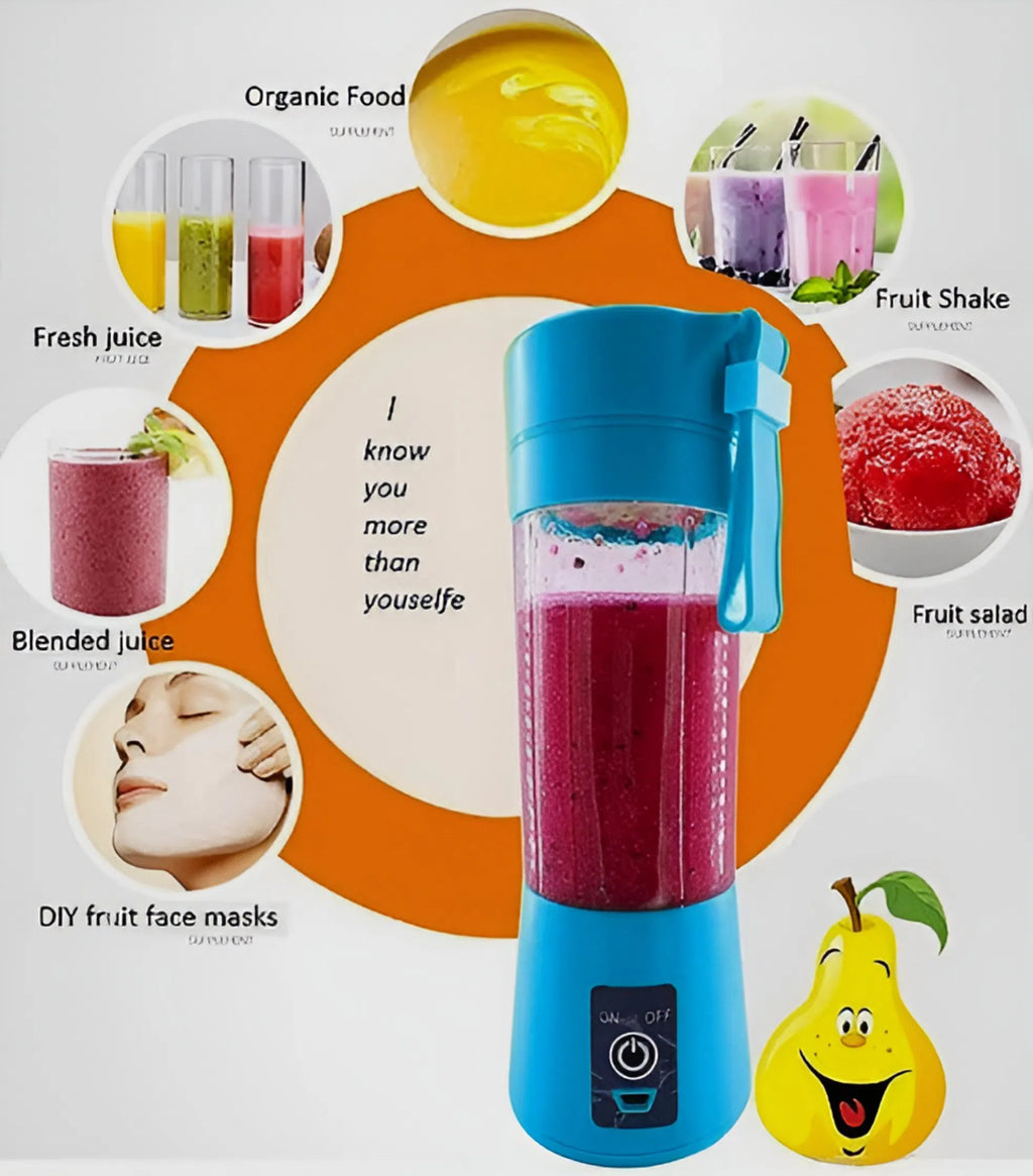 Mini Juicer Blender 6 Stainless Steel Blades Self Cleaning Feature