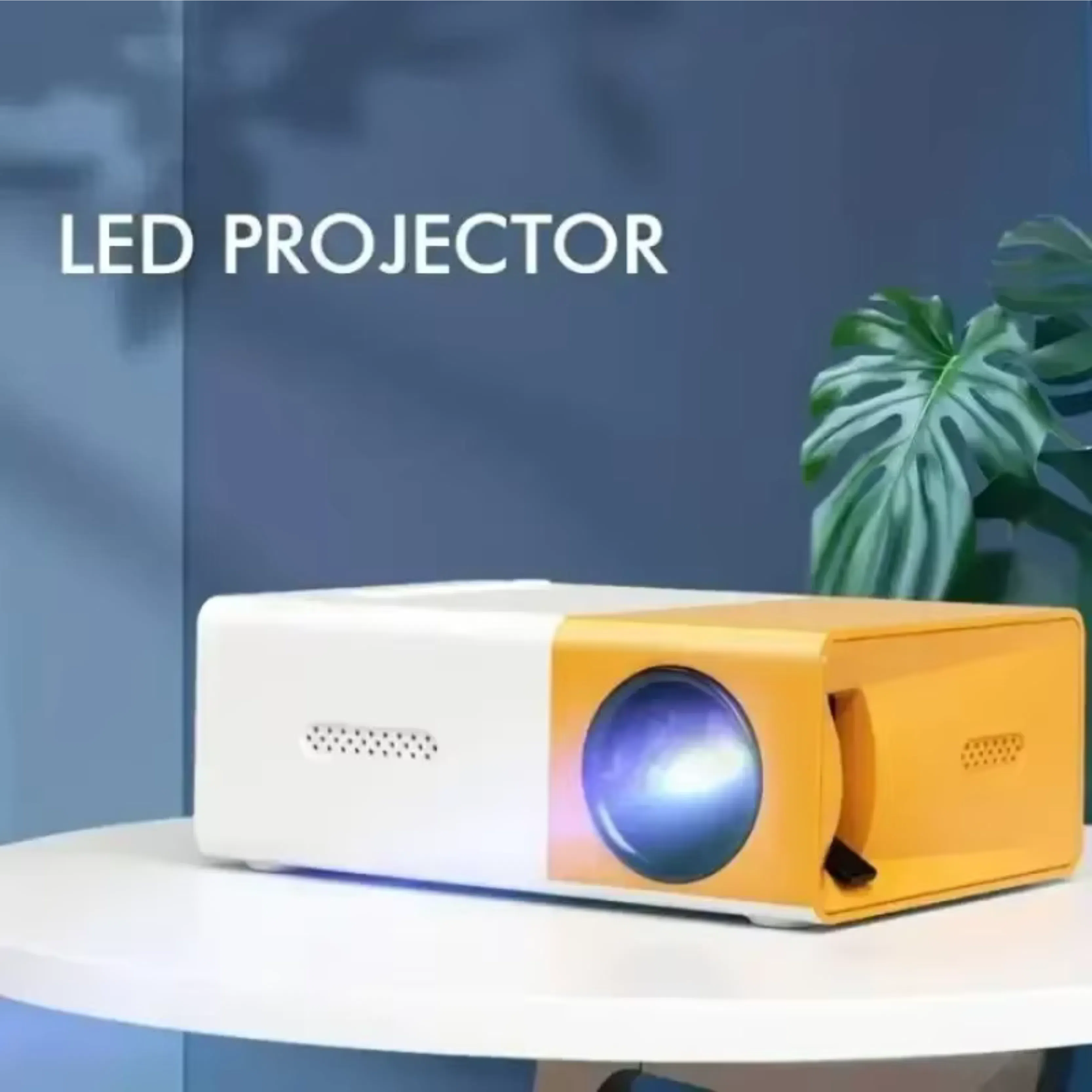 YG300 Mini LED Projector Portable Home Theater White Yellow - Front View