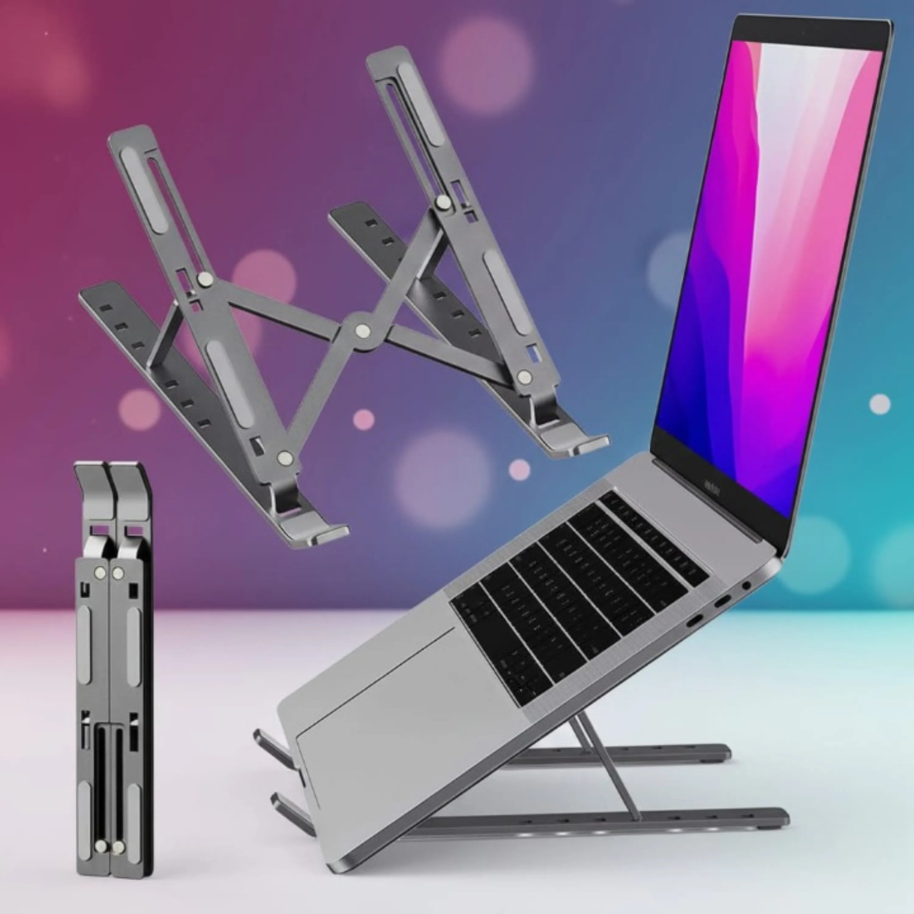 Speed-X Aluminium Laptop Stand 6 Angle Adjustable Heavy Duty - Side View
