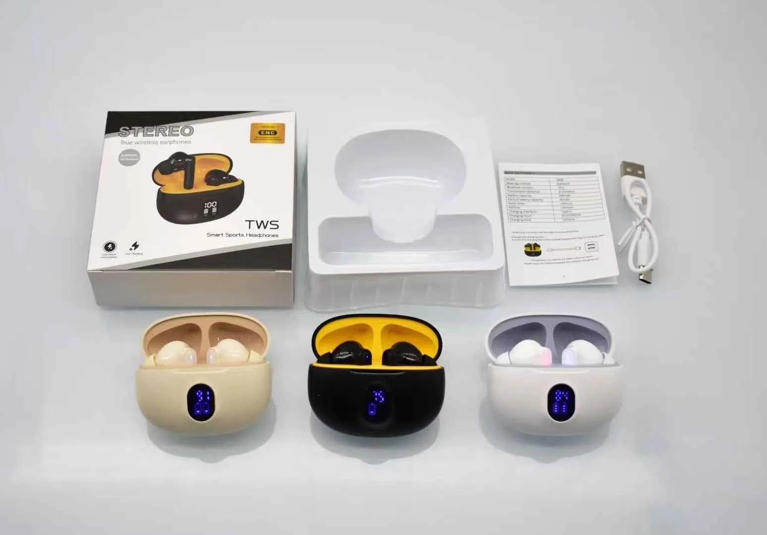 895B Earbuds Compatible with Android and iPhone - Side View