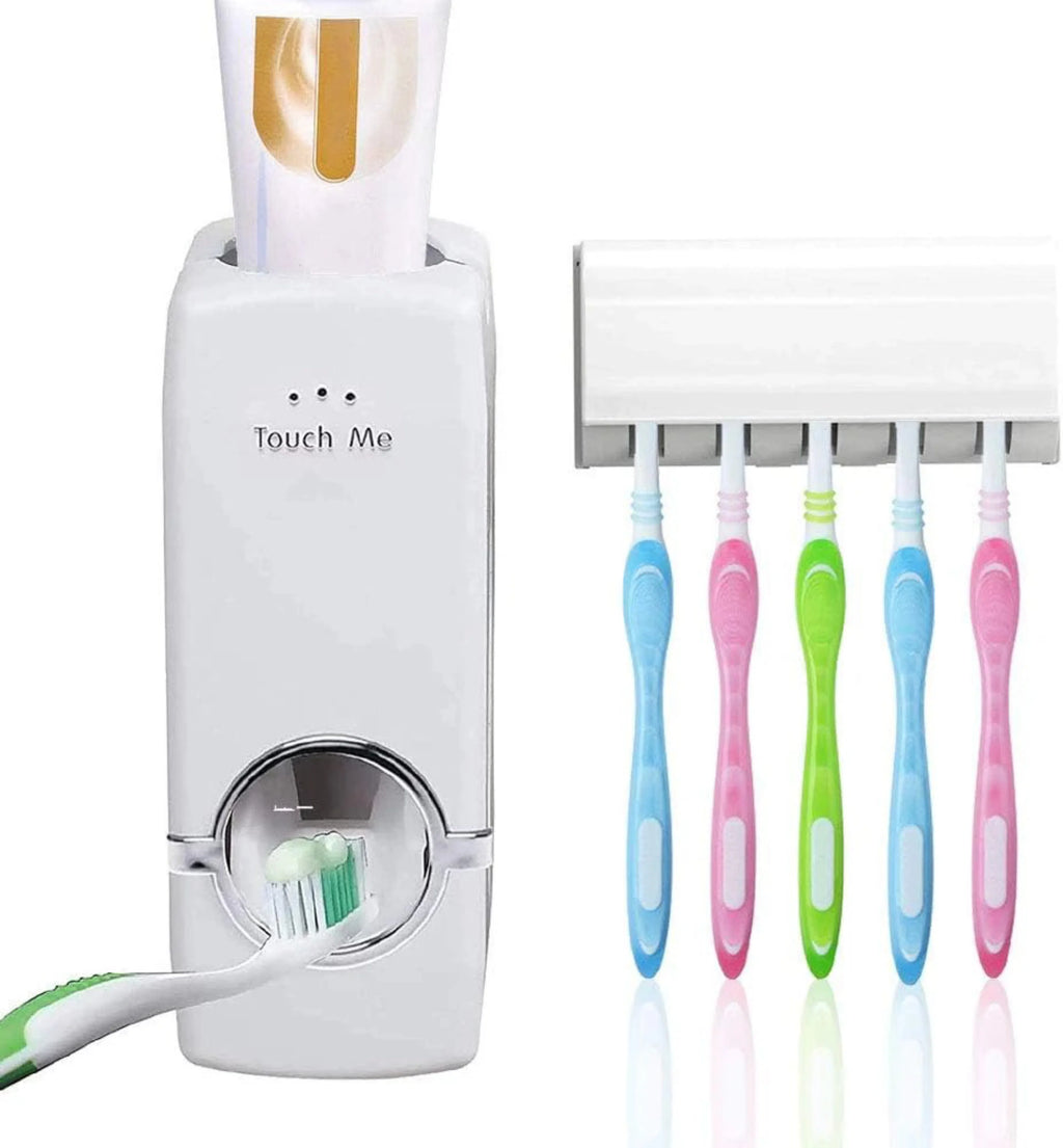 Automatic Toothpaste Dispenser with Toothbrush Holder | Wall Mount | Family Bathroom Accessory