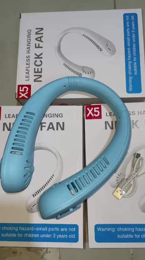 USB Rechargeable Neck Fan | 3-Speed 360° Rotation | Hands-Free Wearable | Type-C Charging