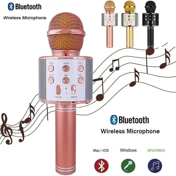 WS-Series Karaoke Microphone Pink Gold - Side View